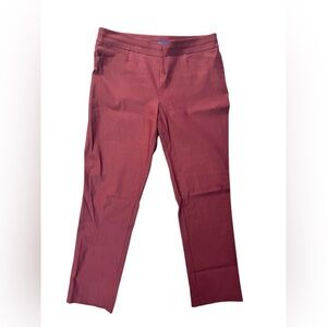 Apt. 9 Brynn Pull On Pants Women's 16P Burgundy Stretch Straight Leg Mid Rise